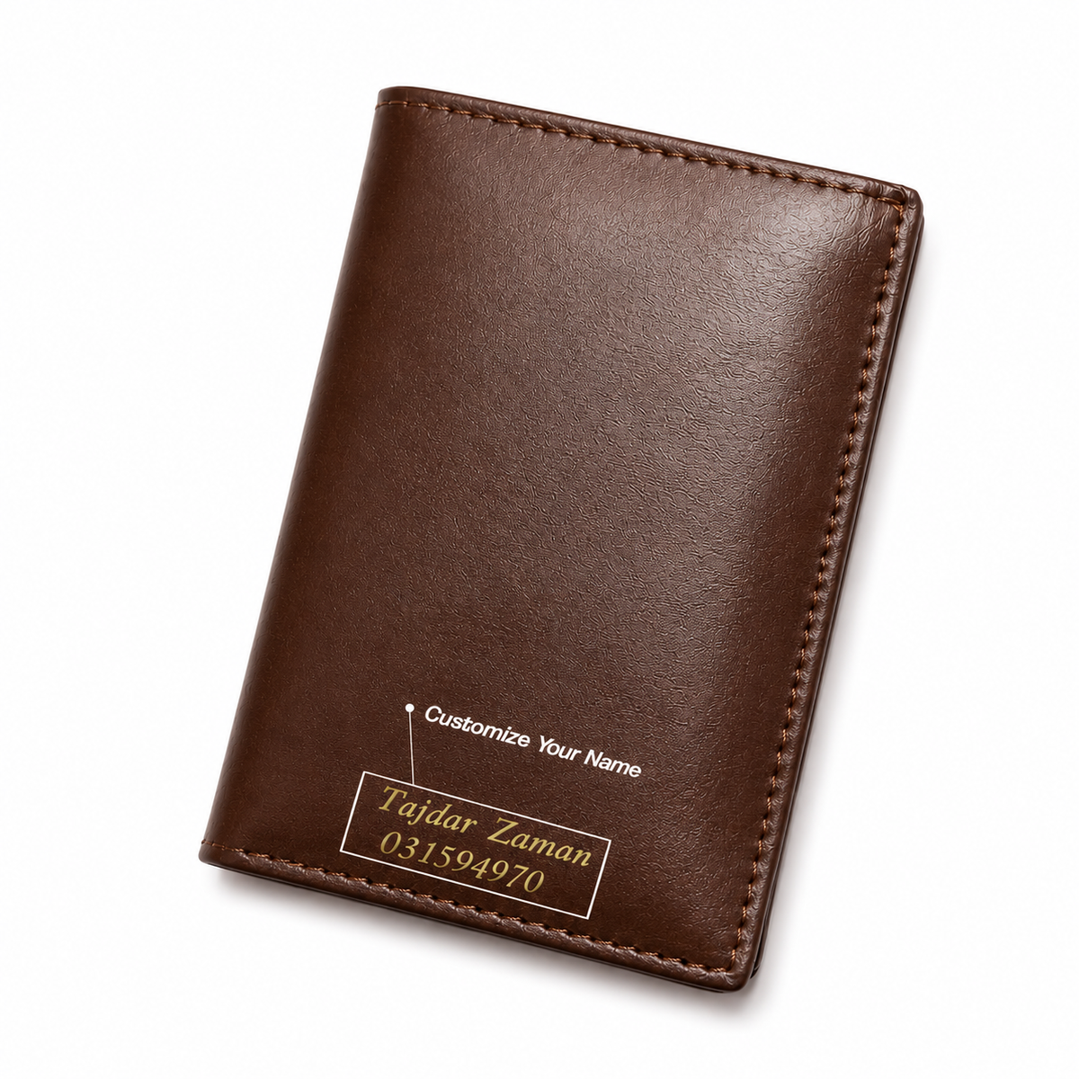 LX-103 Premium Leather ID And Card Holder With Customize Name And Number