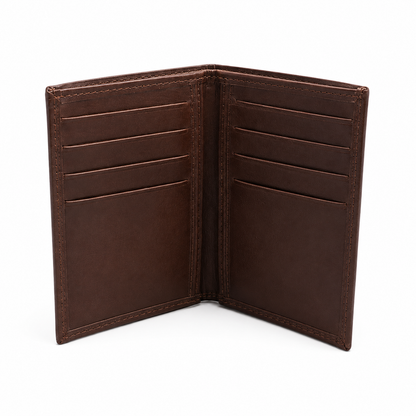 LX-102 Premium Classic Brown Leather Card Holder With Customize Name & Number